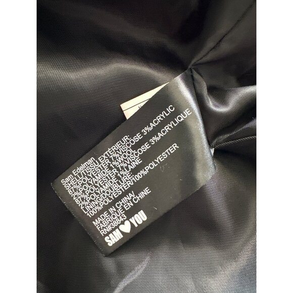 Sam Edelman Tweed Pea Coat Black Double-Breasted Plaid Lined Size Large - Picture 10 of 10